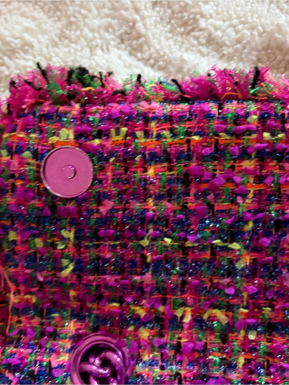 Kurt Geiger Kids' Multicolor Tweed Large Bag with Pink Hardware - Picture 7 of 10